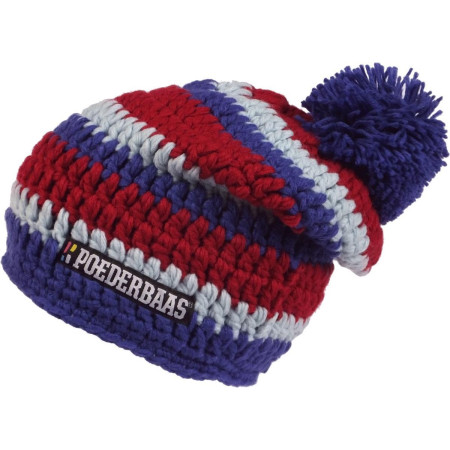 Poederbaas - Lange beanie - paars/blauw/rood