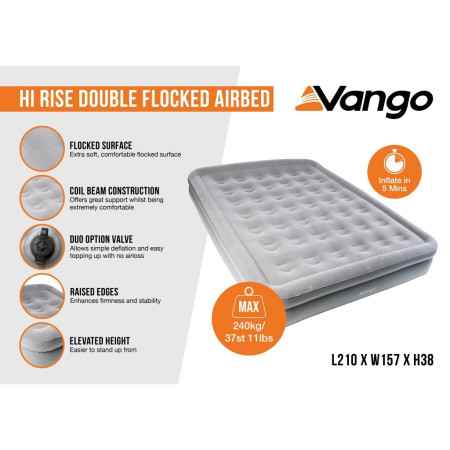 VANGO Hi-Rise Double-flocked luchtbed - Afbeelding 2