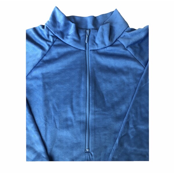 wmn shirt zip neck l/sl blue_XL - Afbeelding 2