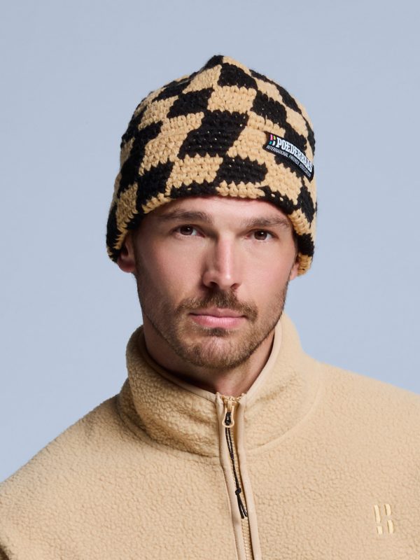 POEDERBAAS Checkerboard Beanie w sand - Afbeelding 3