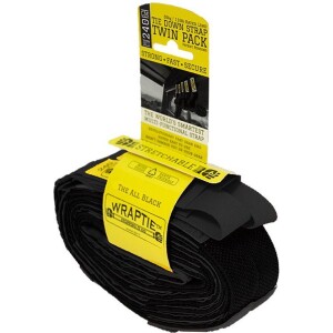 Wraptie original TWINPACK - black - 240cm (Max 360cm Rekbaar) - Snelst werkend Snelbinder &amp; Spanband in 1