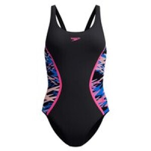 Speedo - Hyperboom Muscleback 1 Piece Dames Sportbadpak - Zwart/Roze